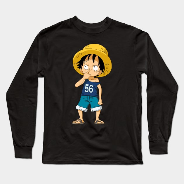 Monkey D Luffy Kid Ver Long Sleeve T-Shirt by AnimeTee